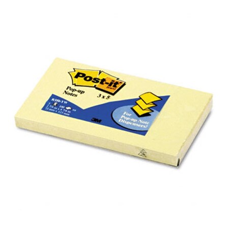 Post-It Sticky note Pop-up Notes R-350-YW Pop-Up Note Refill- 3 x 5- Canary Yellow- 100 Sheets R-350-YW